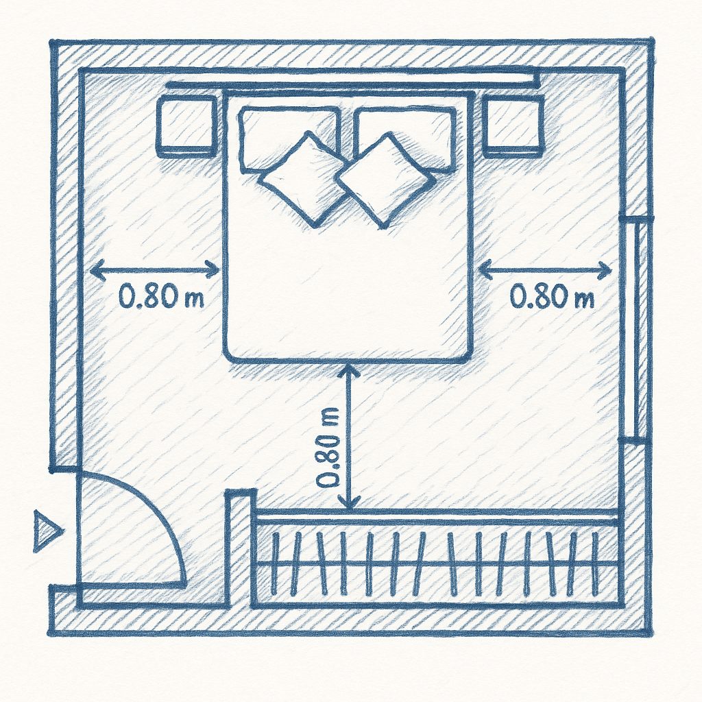 Symmetrical Double Bed Layout with Clear Qi Flow